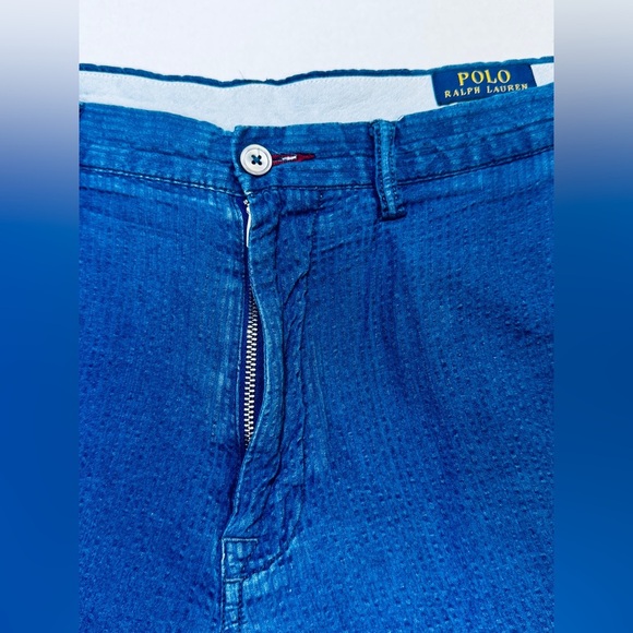 Polo Ralph Lauren Bedford Seersucker Men’s Shorts Navy Blue Size 34 - Picture 6 of 15